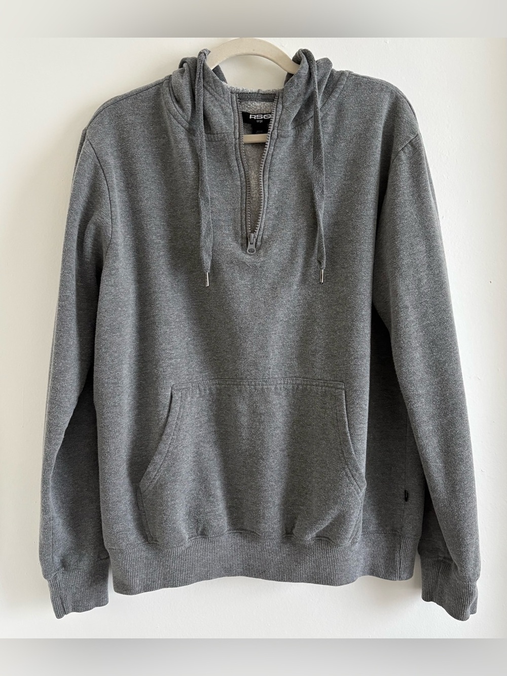 RSQ Men’s Large Gray Quarter Zip Pullover Hoodie